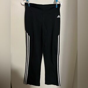 ADIDAS Classic Flare Leg Logo Leggings Track‎ Pants Black White Women's Sz S EUC